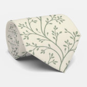 Salie Groene Klimop Wingpatroon Stropdas (Opgerold)
