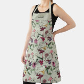 Salie Groene Kolibrie Bloemig Monogrammed Schort (Insitu)