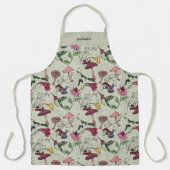 Salie Groene Kolibrie Bloemig Monogrammed Schort (Voorkant)