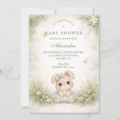Salie Groene Konijn Bloemen Baby Shower Kaart (Voorkant)