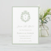 Salie Groene Kuif Monogram & Foto  Save The Date (Staand voorkant)