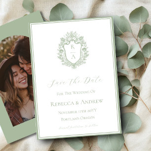 Salie Groene Kuif Monogram & Foto Save The Date