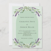 Salie groene lavendel bloemenboog bruiloft kaart (Voorkant)