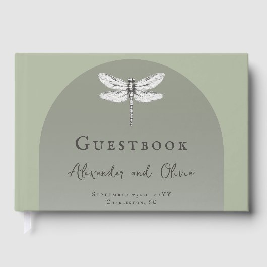Salie Groene Libel Bruiloft Gastenboek (Voorkant)