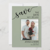 Salie Groene Liefde Script Foto Bewaar de Datum (Voorkant)