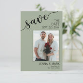 Salie Groene Liefde Script Foto Bewaar de Datum Save The Date (Staand voorkant)