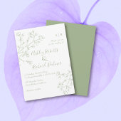 Salie groene lijn kunst bloemen monochroom bruilof kaart