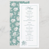 Salie Groene Lijn Kunst Roos Eetgerei Details Trou Menu (Voorkant / Achterkant)