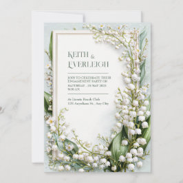 Salie Groene Lily Valley Botanisch Frame Bruiloft Kaart