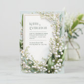 Salie Groene Lily Valley Botanisch Frame Bruiloft Kaart (Staand voorkant)