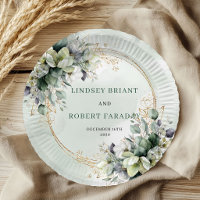 Salie Groene Loof Botanisch Trouwpapier Borden