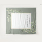 Salie Groene Loof Bruidsuitnodiging Foto Achtergro Wandkleed (Voorkant (horizontaal))