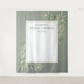 Salie Groene Loof Bruidsuitnodiging Foto Achtergro Wandkleed (Voorkant)