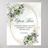 Salie Groene Loof Open Bar Tafel Sign Poster (Voorkant)