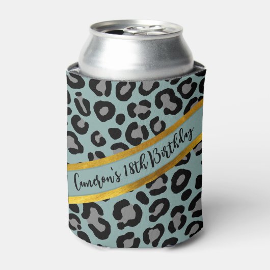 Salie Groene Luipaard Meisjesachtige Jachtluipaard Blikjeskoeler (Blikje Voorkant)