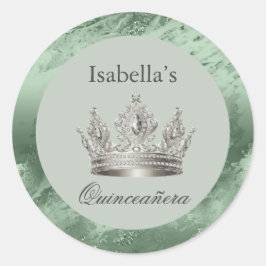 Salie Groene Metalen Tiara Quinceañera  Ronde Sticker