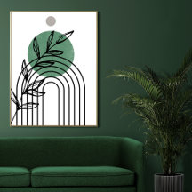 Salie Groene Mid-Century Botanische Geometrische