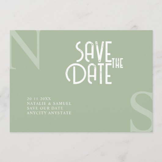 Salie Groene Minimalist & Elegante Krachtige Begin Save The Date (Voorkant)