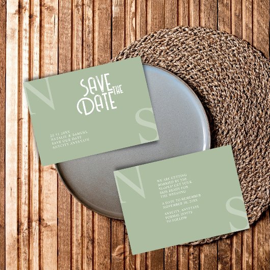 Salie Groene Minimalist & Elegante Krachtige Begin Save The Date
