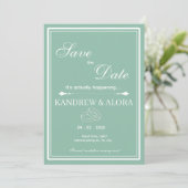 Salie Groene Minimalistische Bewaar de Datum Save The Date (Staand voorkant)