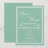 Salie Groene Minimalistische Bewaar de Datum Save The Date (Voorkant / Achterkant)
