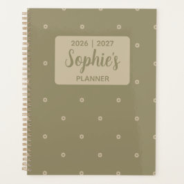 Salie Groene Minimalistische Bloem Acadeisch Jaar Planner