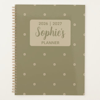 Salie Groene Minimalistische Bloem Acadeisch Jaar Planner