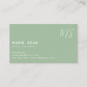 Salie Groene Minimalistische Eenvoudige Twee Monog Visitekaartje (Achterkant)