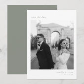 Salie Groene Minimalistische Elegante Foto Bewaar  Kaart (Voorkant / Achterkant)