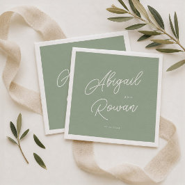 Salie Groene Minimalistische Elegante Trouwservett Servet