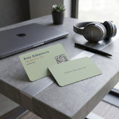 Salie Groene Minimalistische QR Code Tech Oprichte Visitekaartje