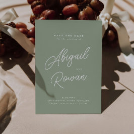 Salie Groene Minimalistische Save the Date Uitnodi Kaart