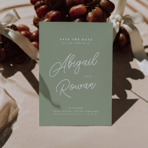 Salie Groene Minimalistische Save the Date Uitnodi Kaart