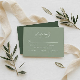 Salie Groene Minimalistische Trouw RSVP Kaart
