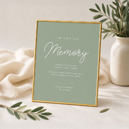 Salie Groene Minimalistische Trouwherdenking Bord Poster