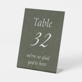 Salie Groene Minimalistische Trouwtafel Nummer Aan Reclamebord Met Voetstuk