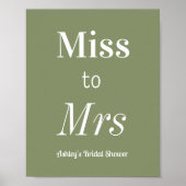 Salie Groene Miss to Mrs Bruidsuitnodiging Poster (Voorkant)