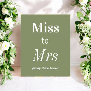 Salie Groene Miss to Mrs Bruiloft Aankondiging Pos Poster