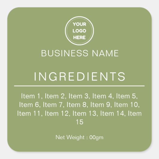 Salie Groene Modern Logo Ingredientenlijst Label (Voorkant)