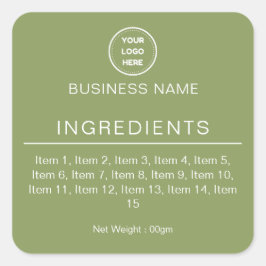 Salie Groene Modern Logo Lijst van Ingredienten La Vierkante Sticker