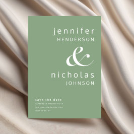 Salie Groene Moderne Ampersand Typografie Trouwfee Save The Date