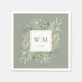 Salie Groene Moderne Begroeiing Gouden Geometrisch Servet (Voorkant)