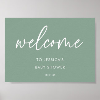 Salie groene moderne boho babyshower welkomstbord poster