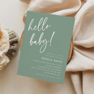 Salie Groene Moderne Boho Welkom Baby Borrel Kaart