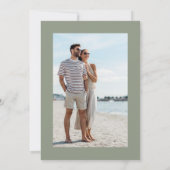 Salie Groene Moderne Boho Wilde Bloem Trouwfoto Save The Date (Achterkant)