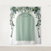 Salie groene moderne boog groen wedding achtergron wandkleed (Voorkant)