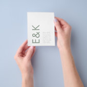 Salie groene moderne budget monogram bruiloft flyer (Hand)