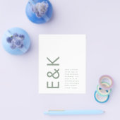 Salie groene moderne budget monogram bruiloft flyer (Enkel)