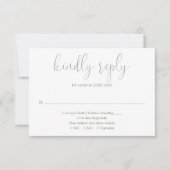 Salie groene moderne chic elegante script bruiloft RSVP kaartje (Voorkant)