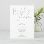 Salie groene moderne elegante script bruidsdouche kaart (Staand voorkant)
